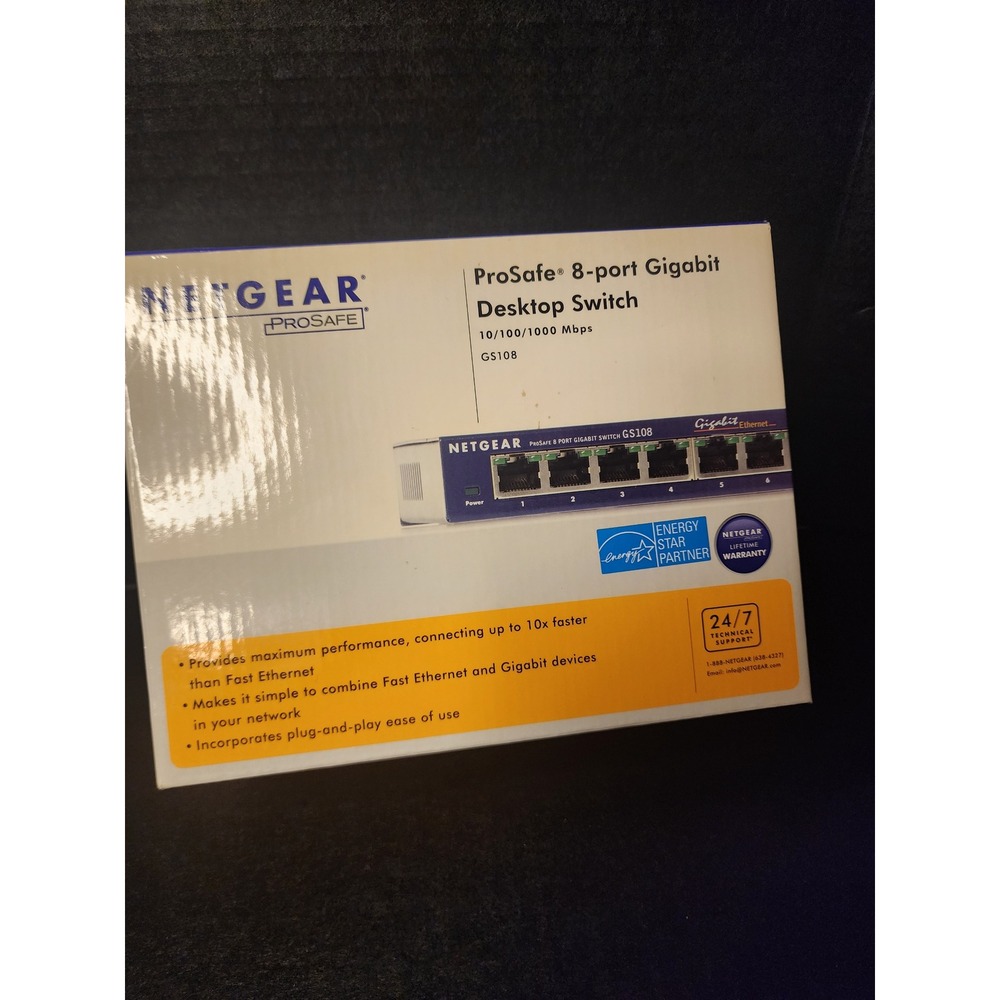 Netgear ProSafe GS108 v2 8 Port Gigabit Desktop Switch 10/100/1000 Mbps Blue